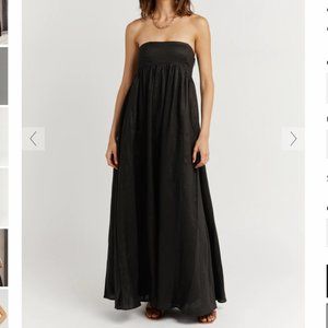 DISSH - GIA BLACK LINEN STRAPLESS DRESS - US 4